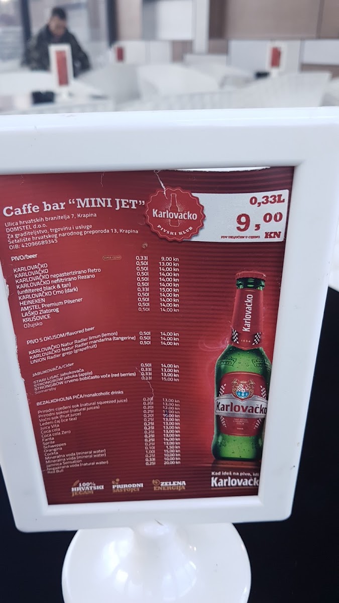 Menu Caffe Bar 'minijet'-1